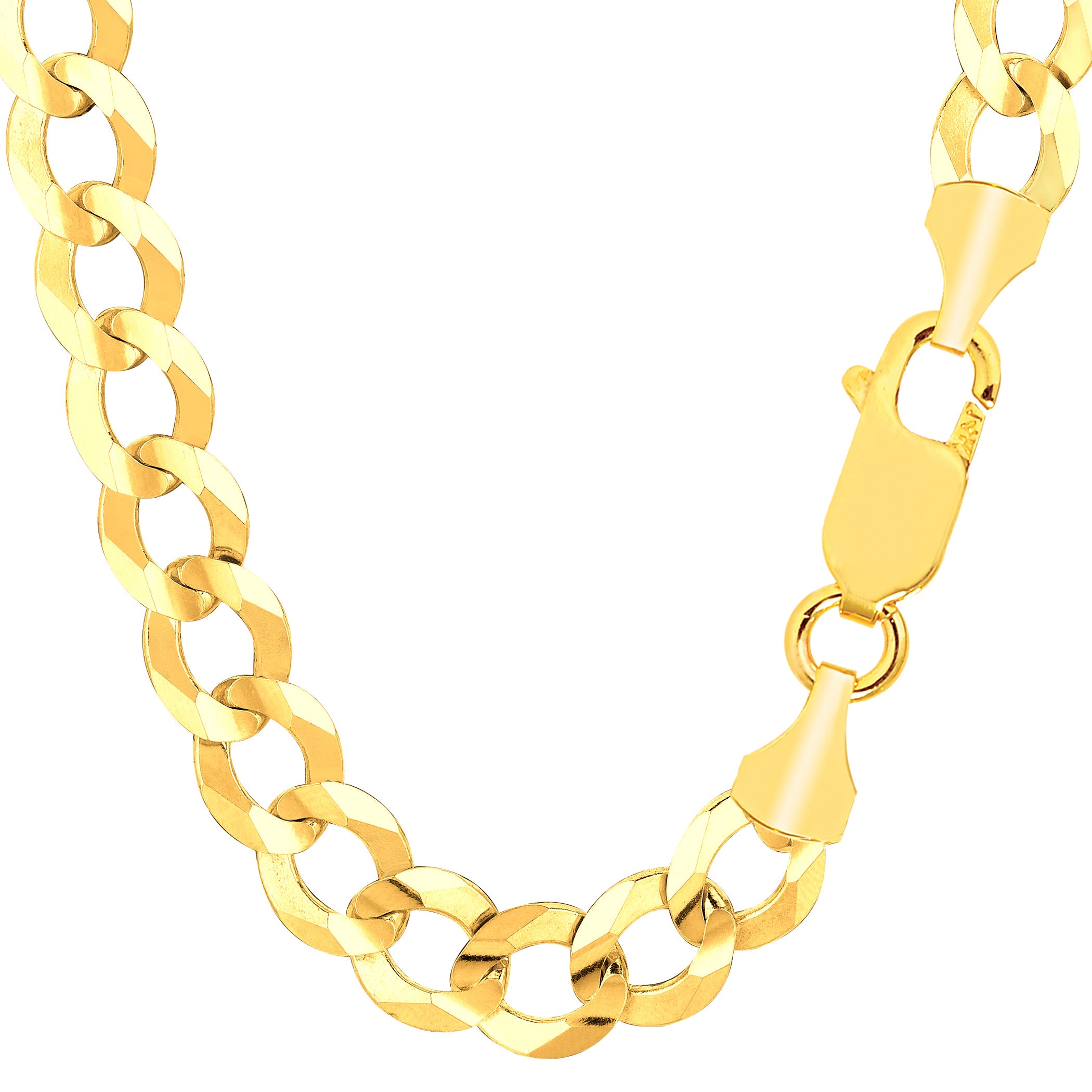 Collar de cadena curva cómoda de oro amarillo de 14 k, joyería fina de diseño de 10,0 mm para hombres y mujeres