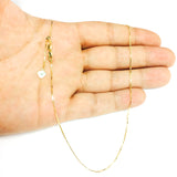 14k Yellow Gold Adjustable Box Chain Necklace, 0.7mm, 22"
