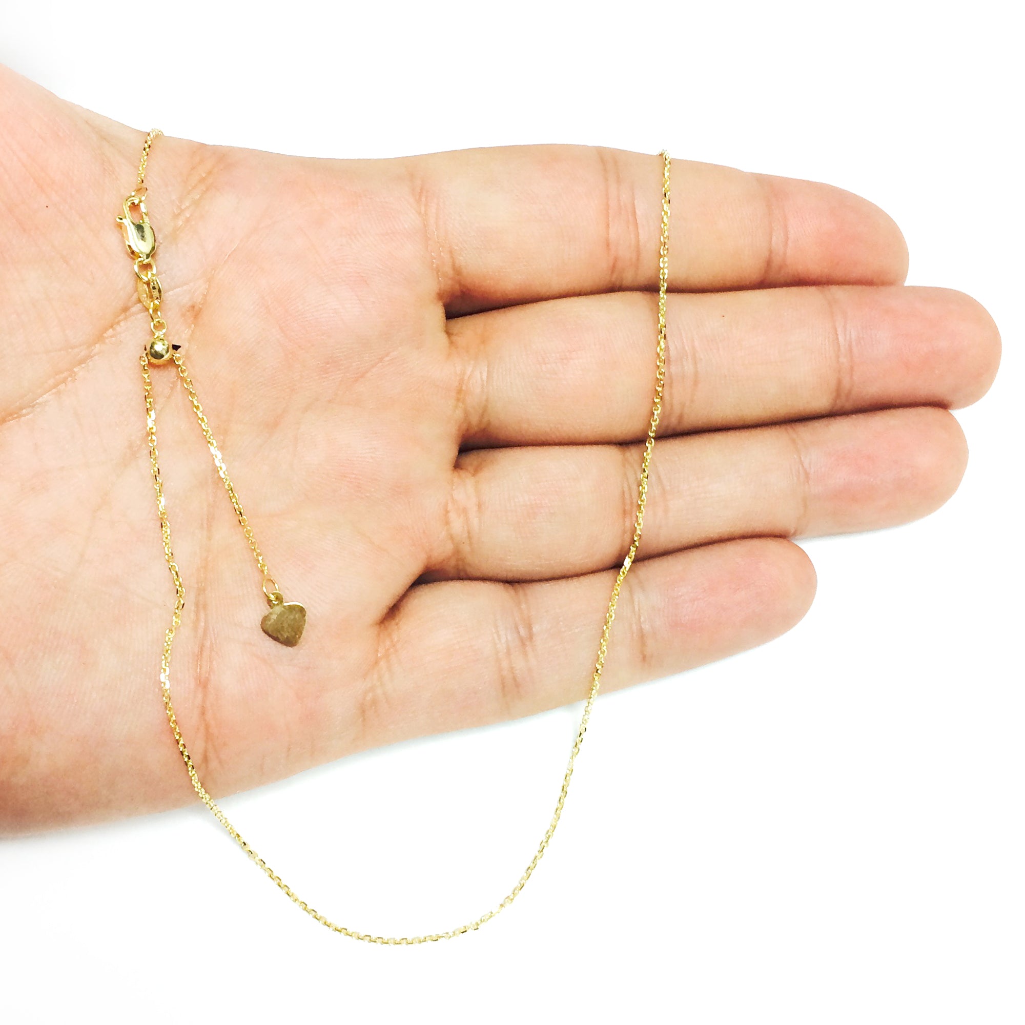 Collier de chaîne de câble réglable en or jaune 14 carats, 0,9 mm, 22 ", bijoux de créateurs fins pour hommes et femmes