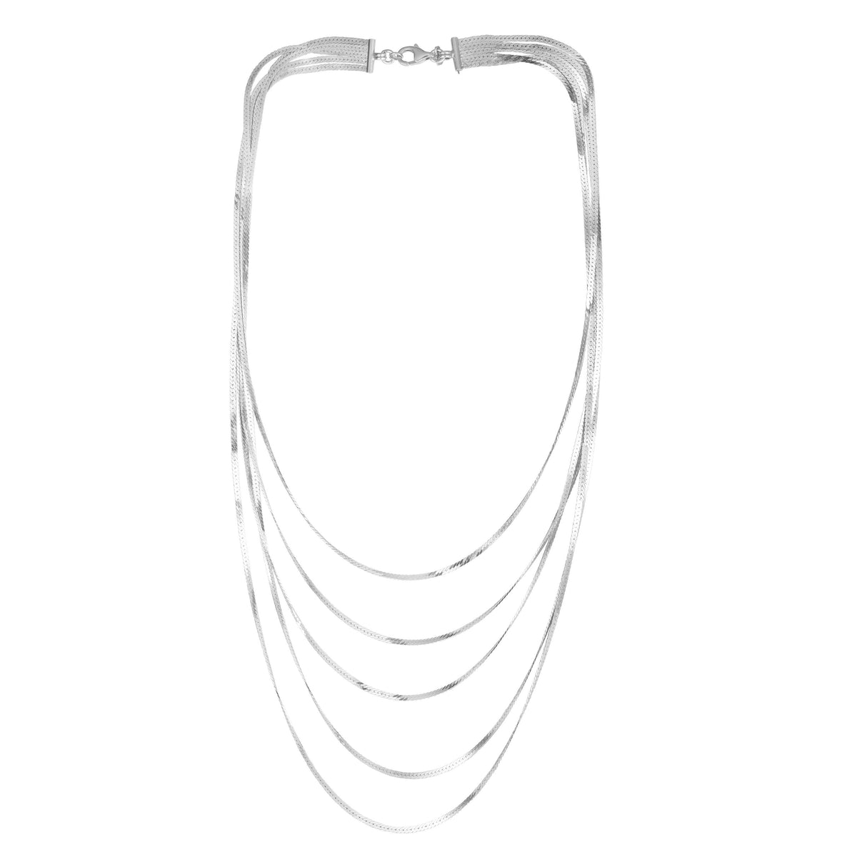Sterling Silver Multi Strand Fancy Necklace, 17" fine designer jewelry for men and women