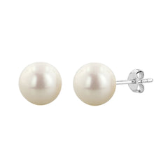 Boucle d'oreille en argent Sterling rhodié, 4mm, perle d'eau douce blanche, bijoux de créateur fins pour hommes et femmes
