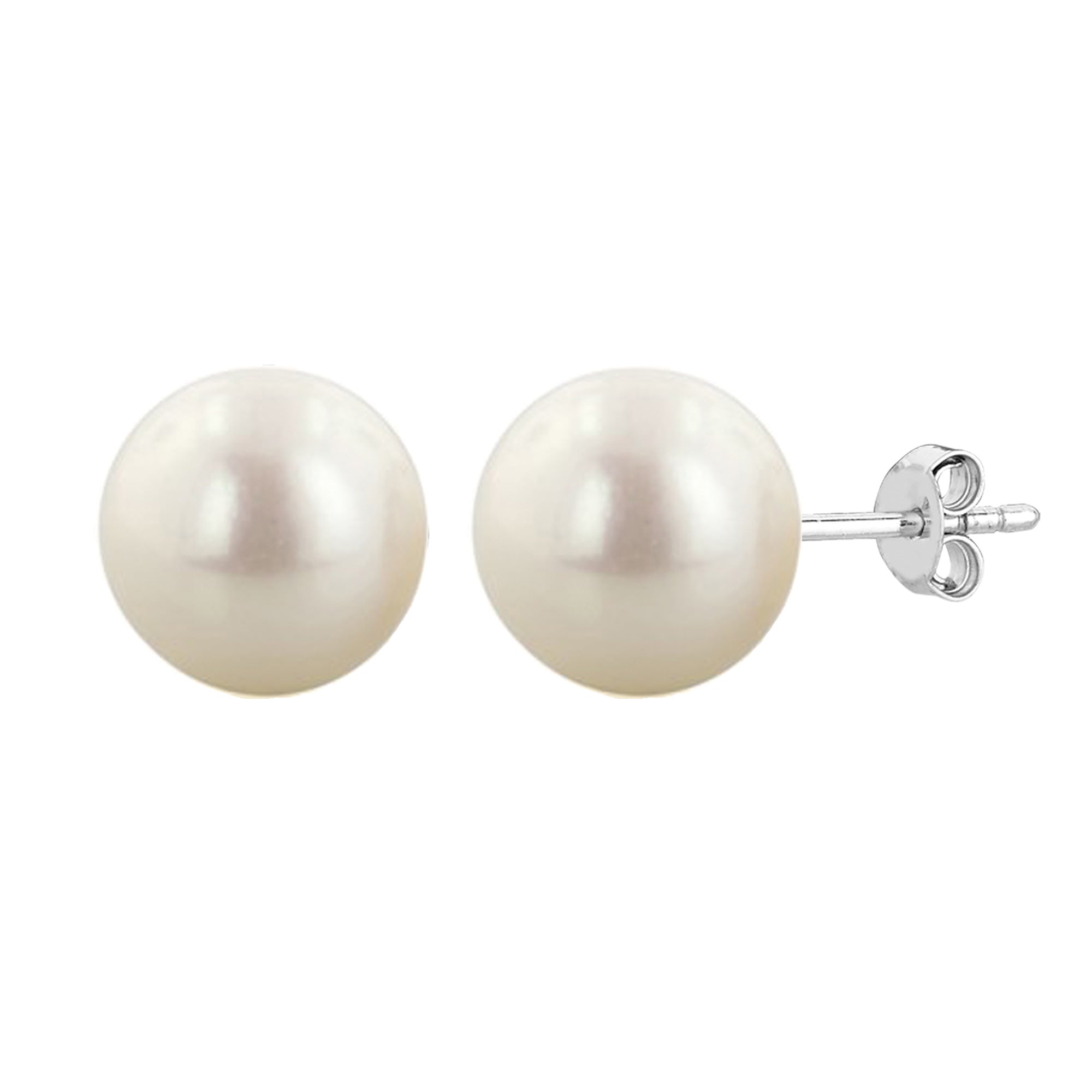 Sterlingsølv Rhodium Finish 4 mm hvid ferskvandsperle ørestikker fine designer smykker til mænd og kvinder