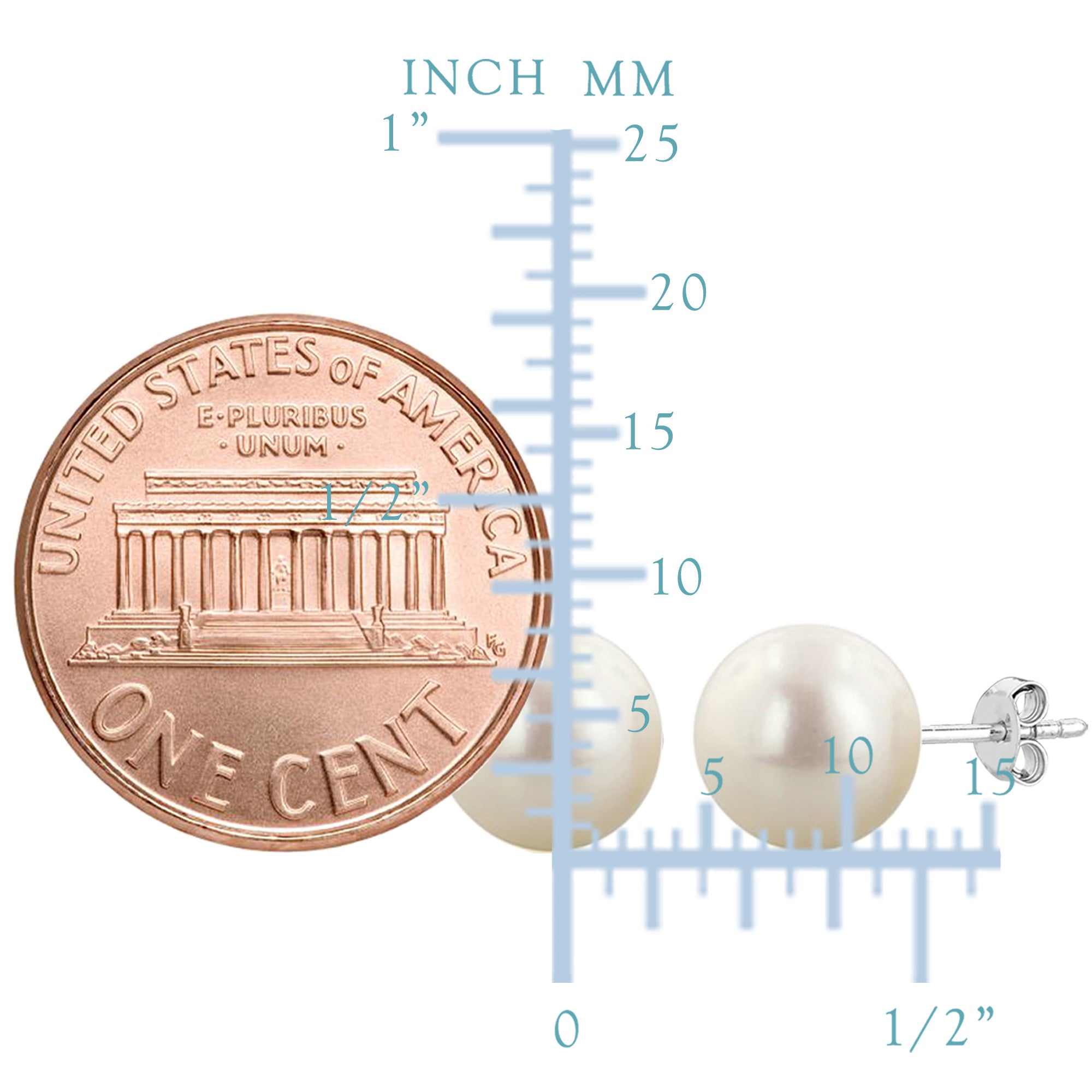 Orecchini a bottone con perle d'acqua dolce bianche da 4 mm in argento sterling con finitura rodiata, gioielli di design per uomini e donne