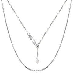 Sterling Silver Rhodium Plated 22" Sliding Adjustable Cable Chain Necklace, 1.5mm fine designer jewelry for men and women