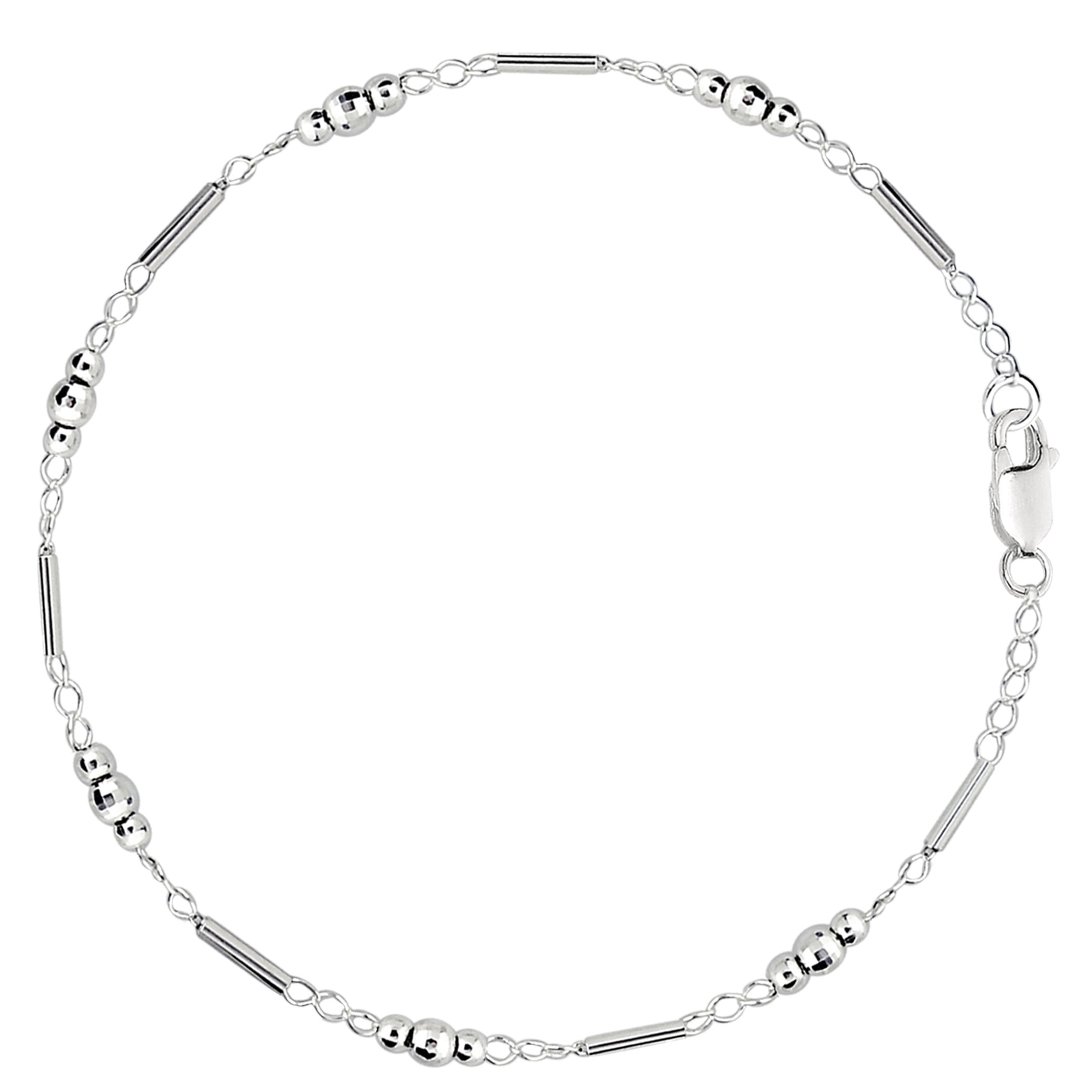 Fancy link med facetterede perler Kæde ankelkæde i sterling sølv fine designer smykker til mænd og kvinder