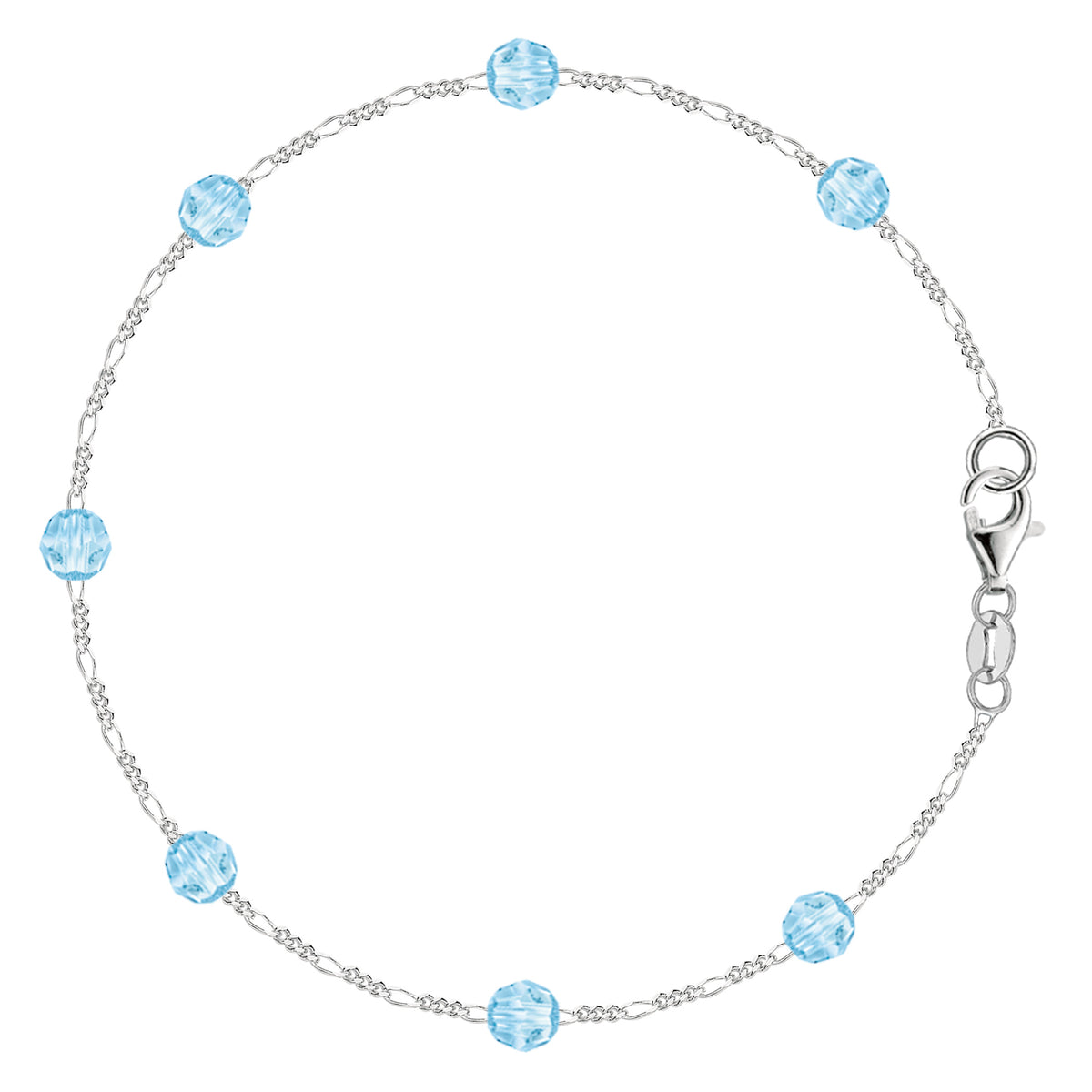 Bracelet de cheville en chaîne de perles en résine synthétique bleue en argent sterling, bijoux de créateurs fins pour hommes et femmes
