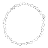 Hearts Link Chain Anklet In Sterling Silver