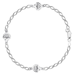 Sea Shell Fancy Chain Anklet I Sterling Silver fine designer smykker til mænd og kvinder