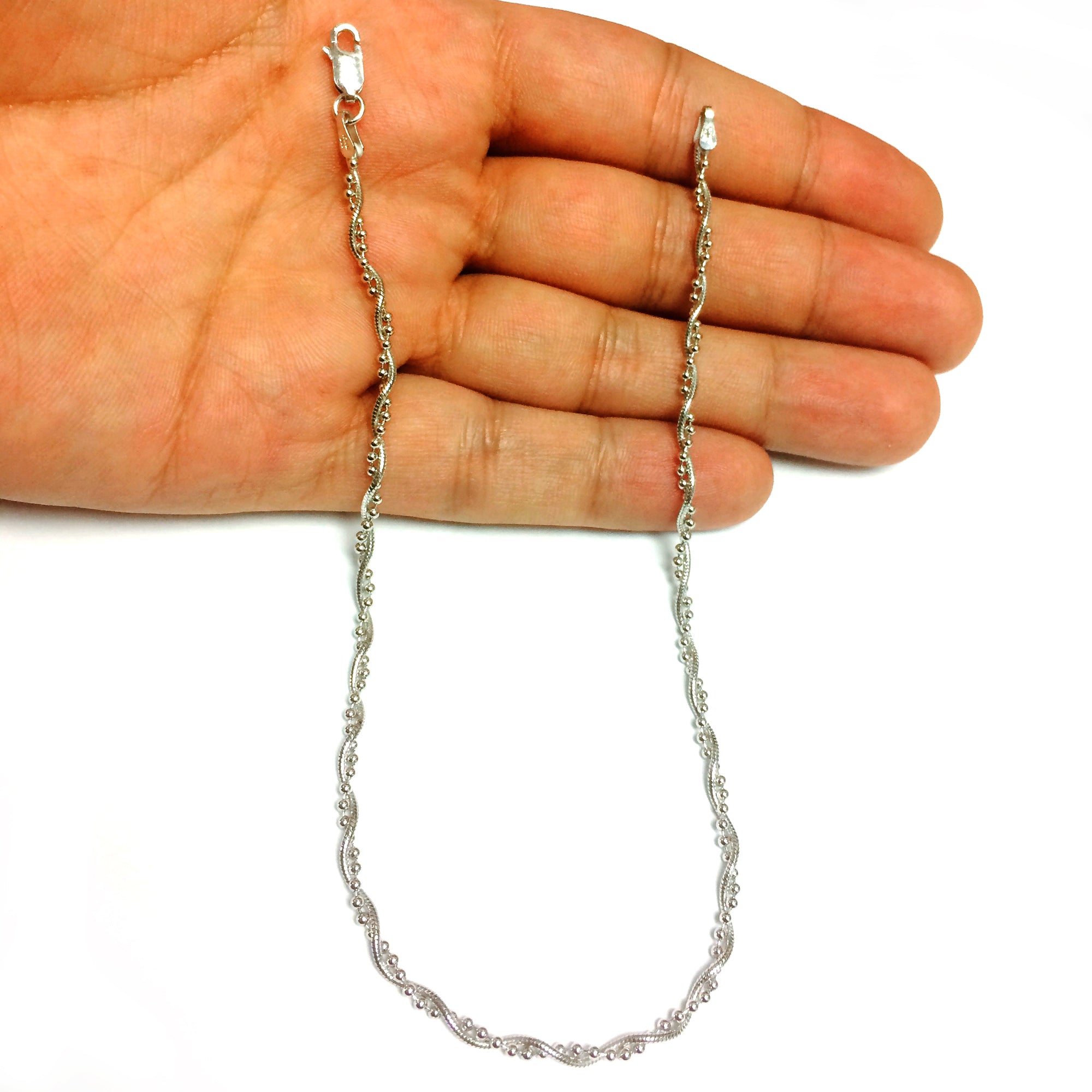 Flettet perle- og slange-ankelkæde i sterlingsølv fine designersmykker til mænd og kvinder