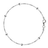 Bead Link Chain Anklet In Sterling Silver