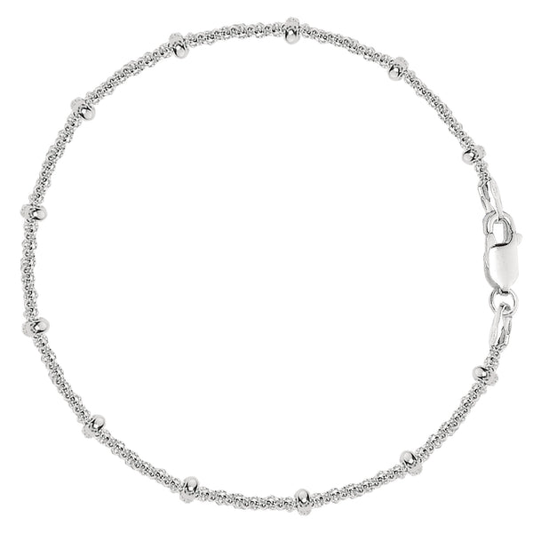 Saturn Style Chain Anklet In Sterling Silver
