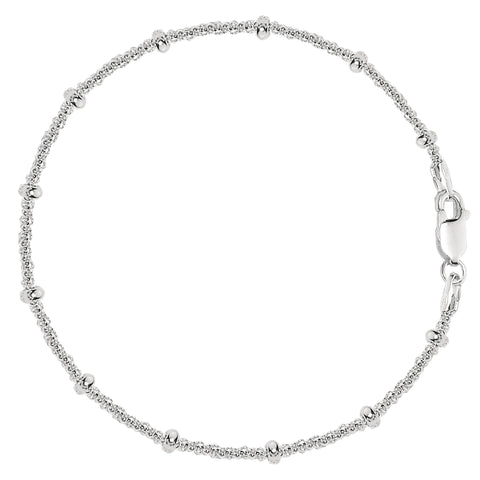 Saturn Style Chain Anklet In Sterling Silver