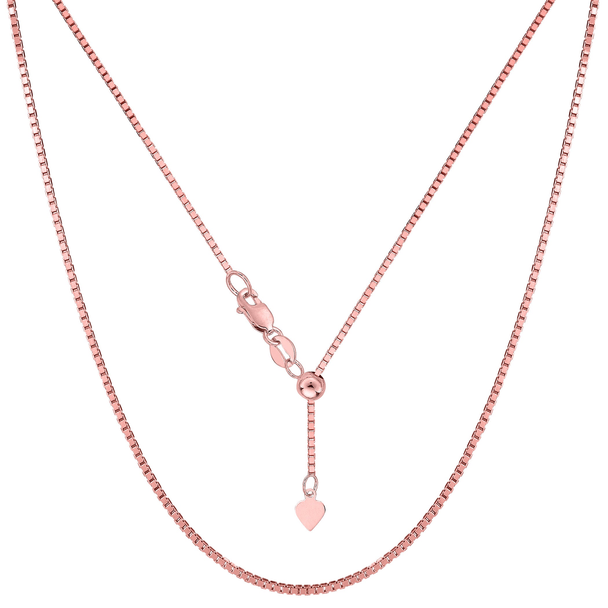 Sterling Silver Rose Tone Pläterad glidande justerbar Box Chain Halsband, 1,4 mm, 22" fina designersmycken för män och kvinnor