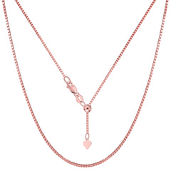 Collier de chaîne de boîte réglable coulissante plaquée ton rose en argent sterling, 1,4 mm, 22 ", bijoux de créateurs fins pour hommes et femmes