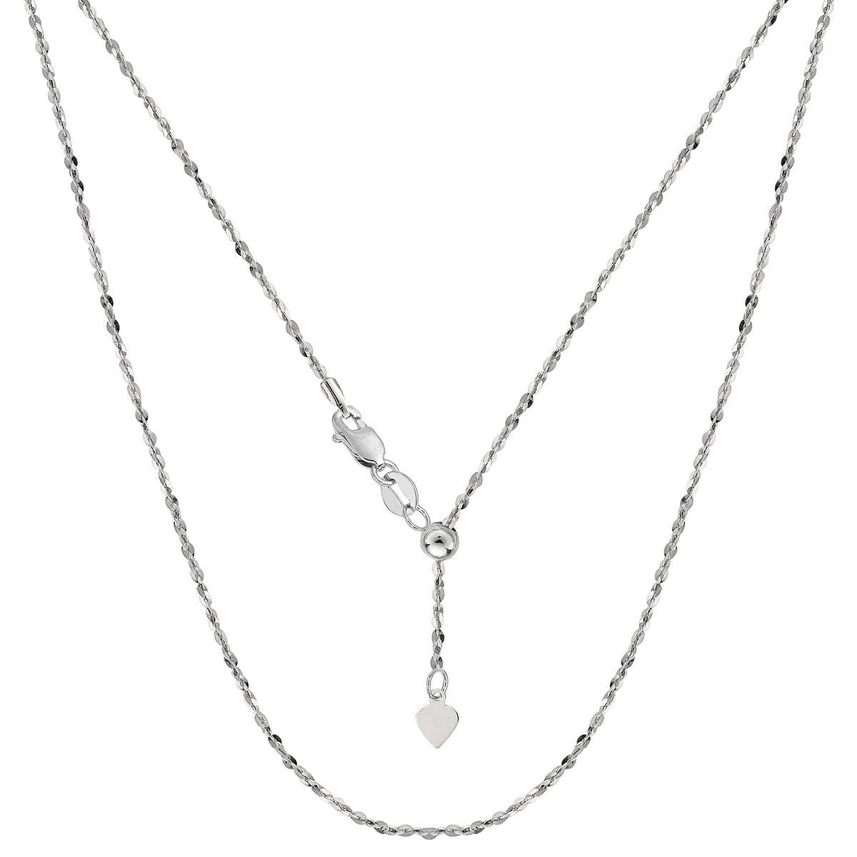 Cadena Piatto ajustable deslizante chapada en rodio de plata de ley, joyería fina de diseño de 22" para hombres y mujeres