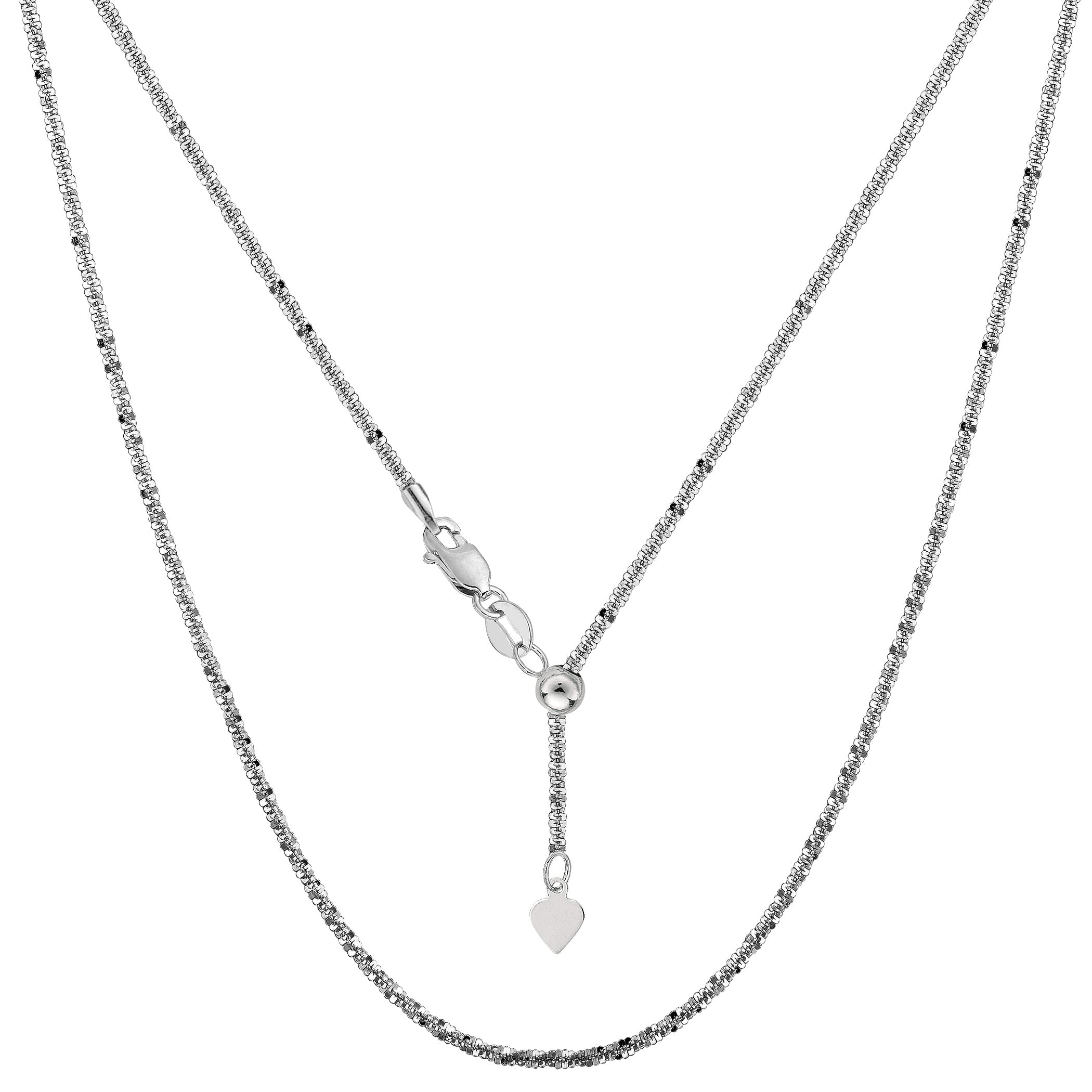 Sterling Silver Rhodium Pläterad 22" glidande justerbar Sparkle Chain Halsband, 1,5 mm fina designersmycken för män och kvinnor