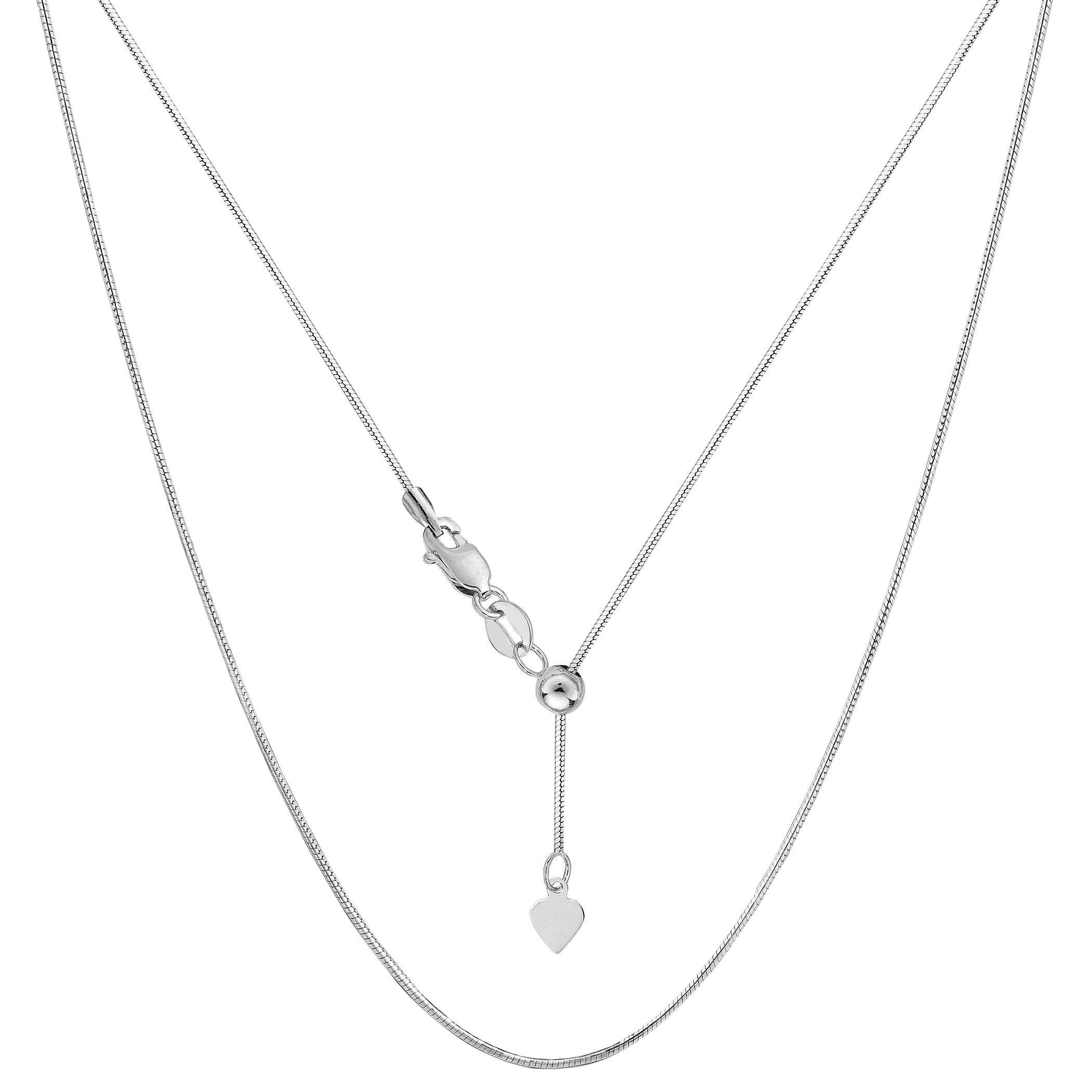 Sterling Silver Rhodium Plated Sliding Adjustable Snake Chain, 22"