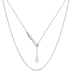 Sterling Silver Rhodium Plated Sliding Adjustable Snake Chain, 22"