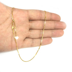 Sterling Silver Yellow Tone Plated 22" Sliding Adjustable Box Chain Necklace, 1.4mm