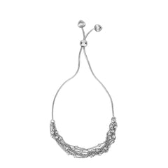 Sterling Silver Multi Strand Beads Adjustable Bolo Friendship Bracelet , 9.25"