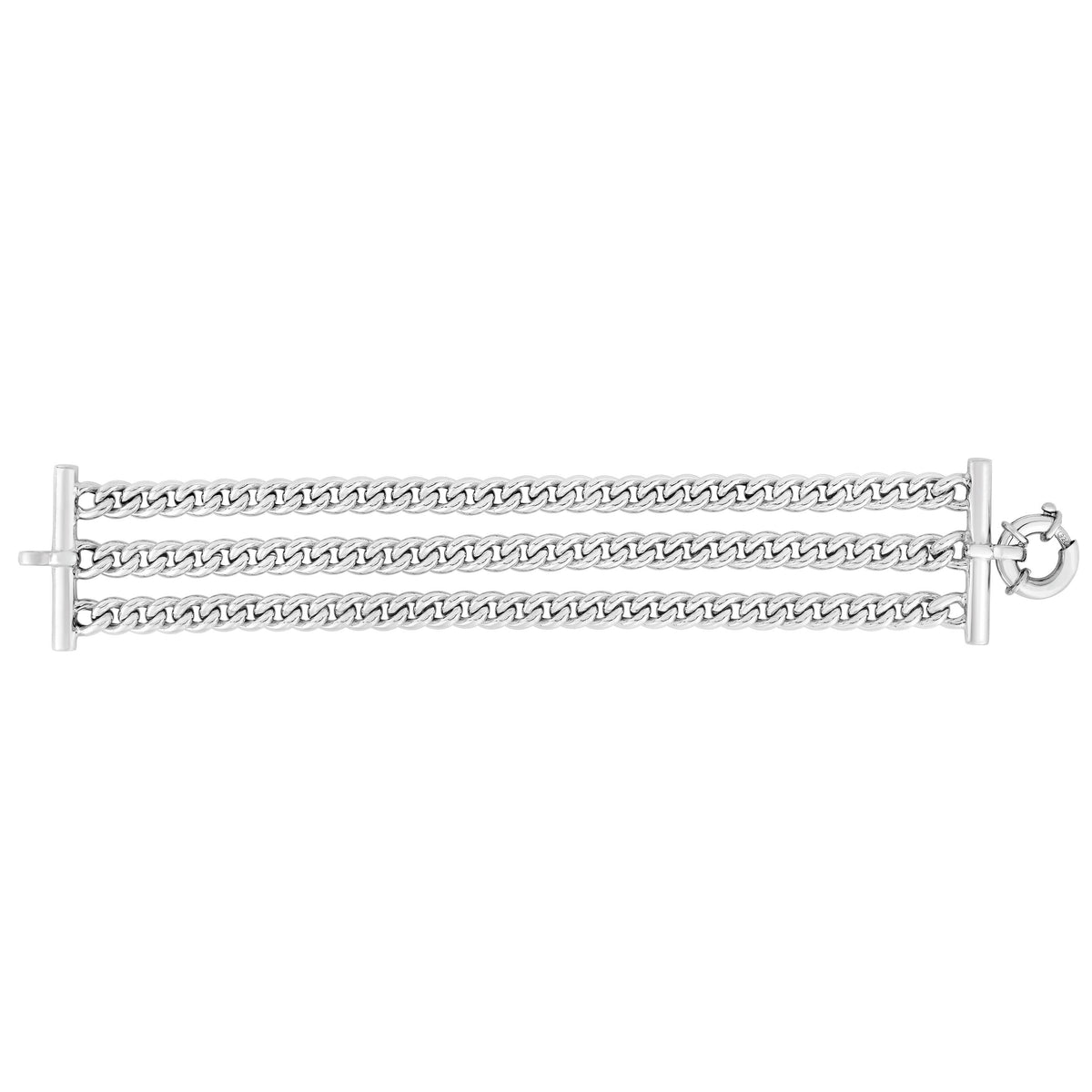 Pulsera de plata de ley con cadena de triple eslabón grande para mujer, joyería fina de diseño de 7,5" para hombres y mujeres