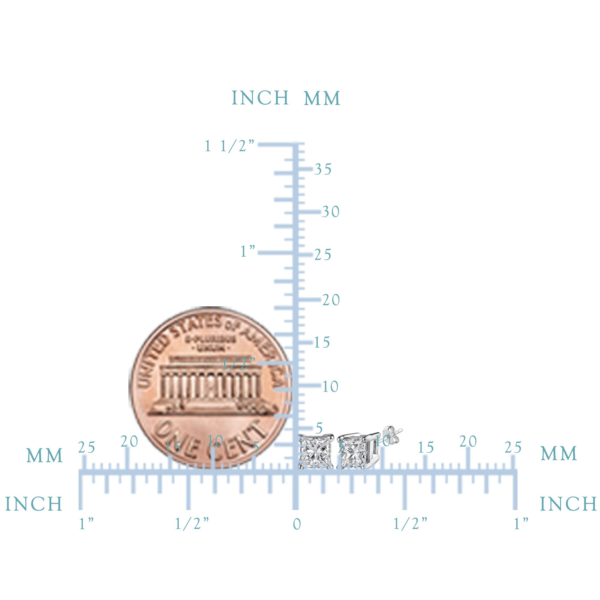 Pendiente de plata de ley con acabado de rodio y circonita cúbica de corte princesa, joyería fina de diseño para hombres y mujeres