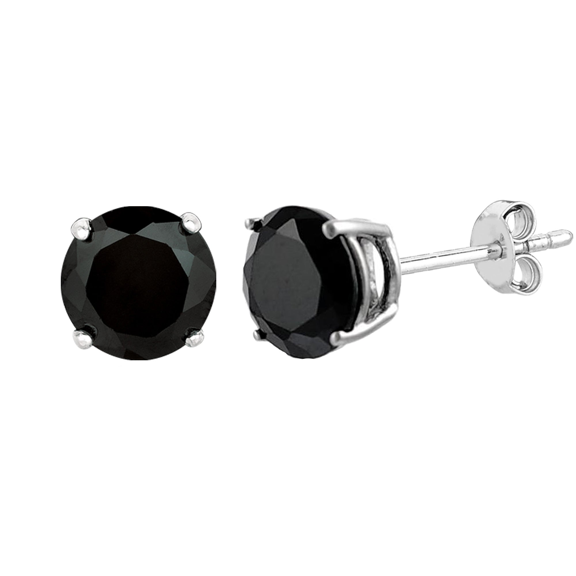 Sterling Silver Rhodium Finish Svart Rund Cubic Zirconia Stud örhängen fina designersmycken för män och kvinnor