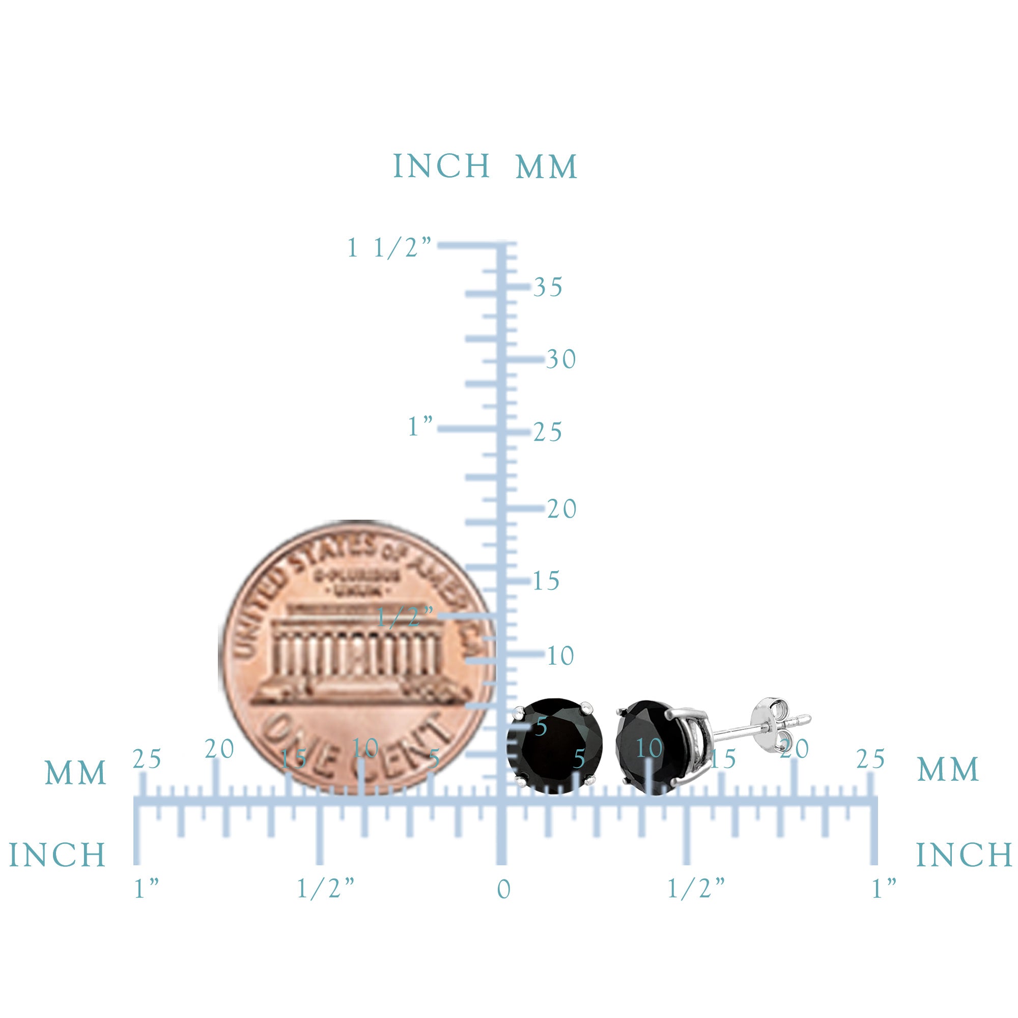 Sterling Sølv Rhodium Finish Sort rund Cubic Zirconia Stud Øreringe fine designer smykker til mænd og kvinder