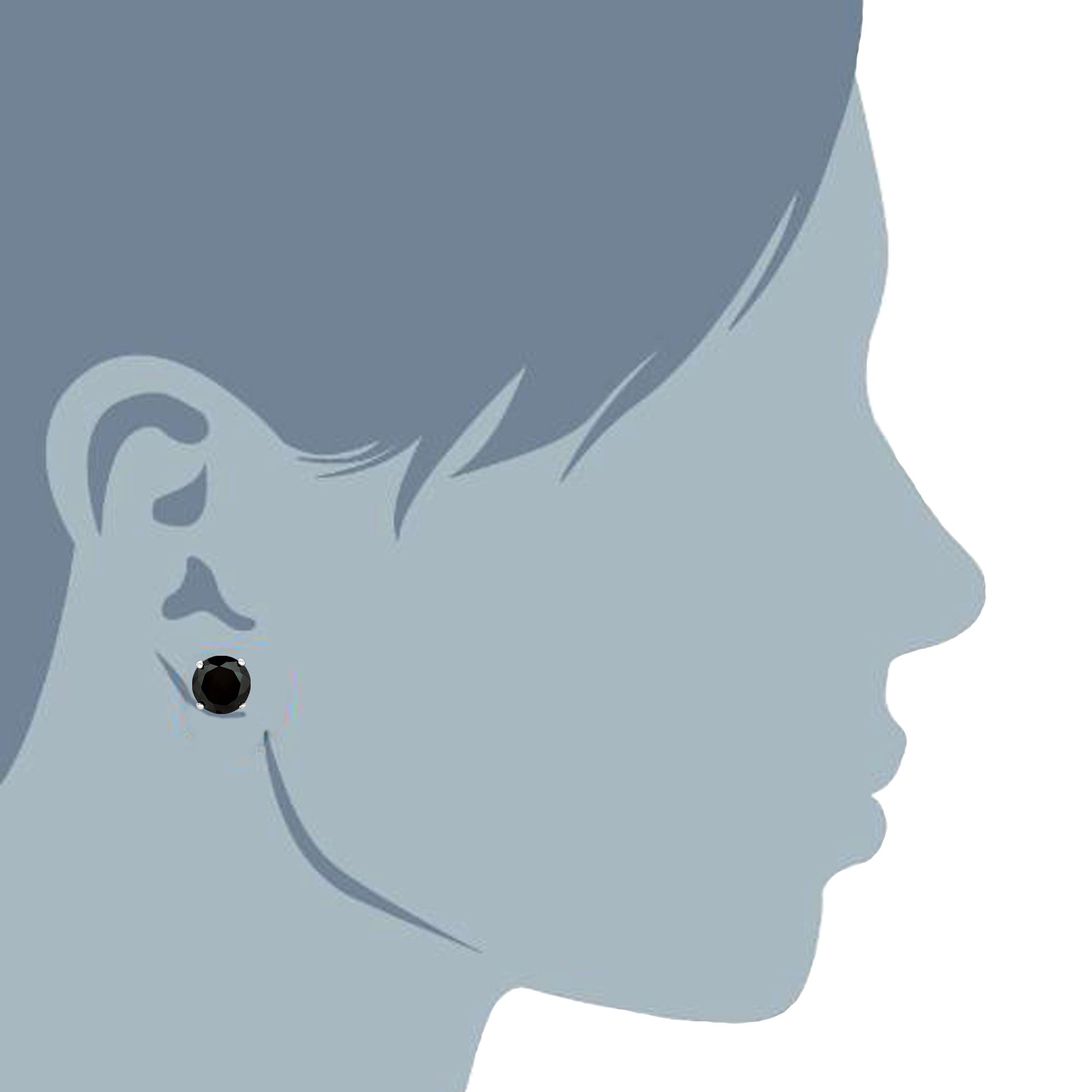 Boucle d'oreille ronde en argent sterling rhodié avec zircone cubique noire, bijoux de créateur fins pour hommes et femmes