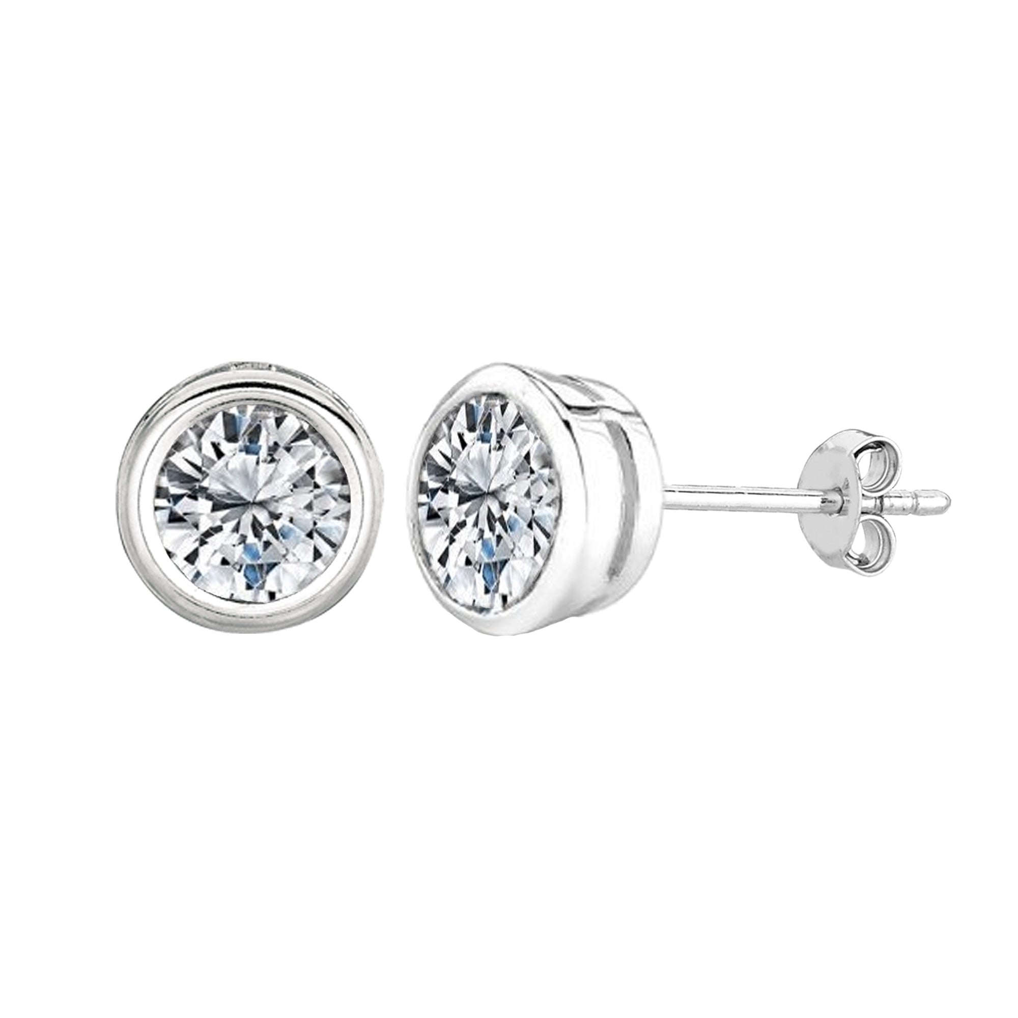 Ensemble de boucles d'oreilles rondes en argent sterling avec finition rhodiée et zircone cubique, bijoux de créateur raffinés pour hommes et femmes