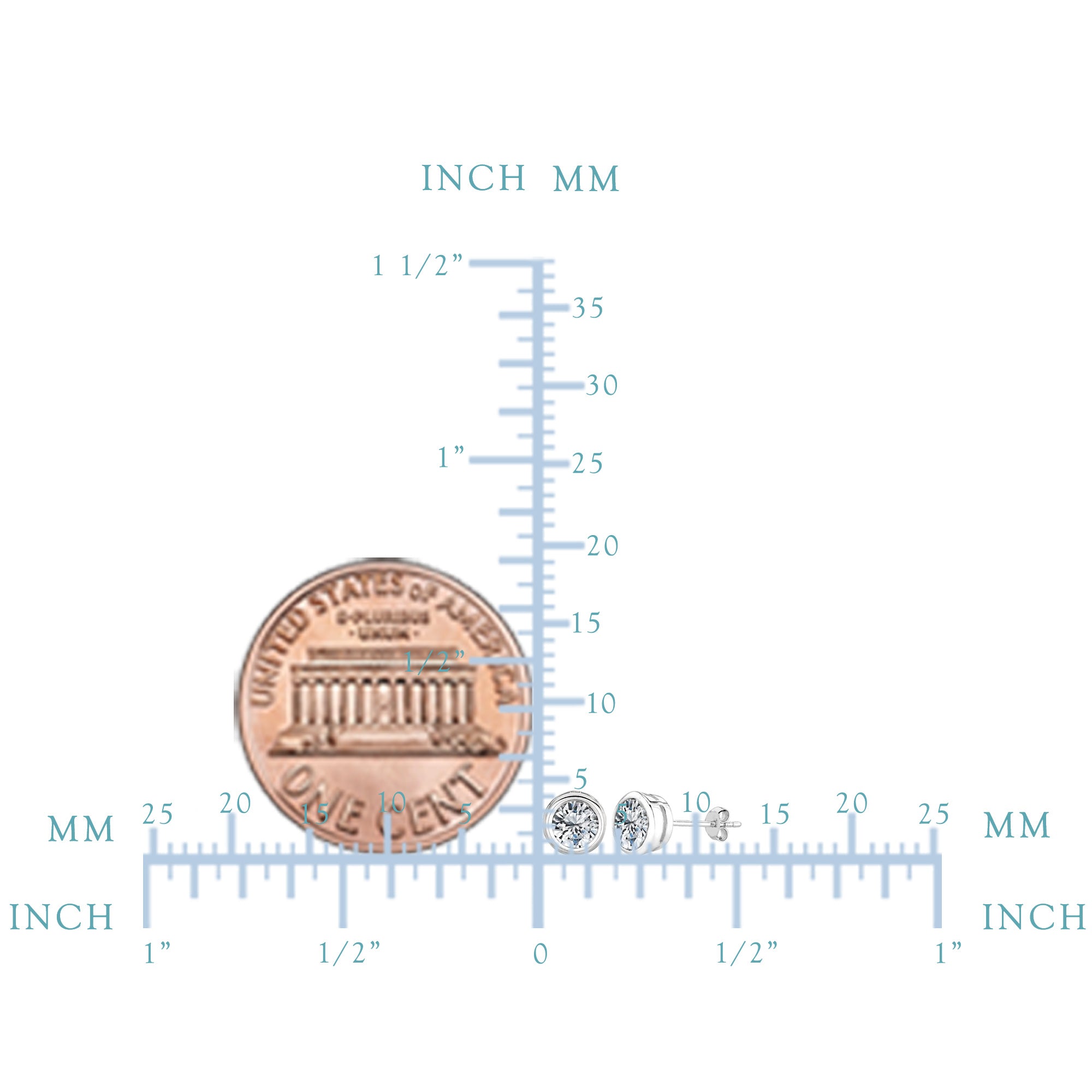 Sterling sølv Rhodium Finish Rund Bezel Sett Cubic Zirconia Stud øredobber fine designer smykker for menn og kvinner