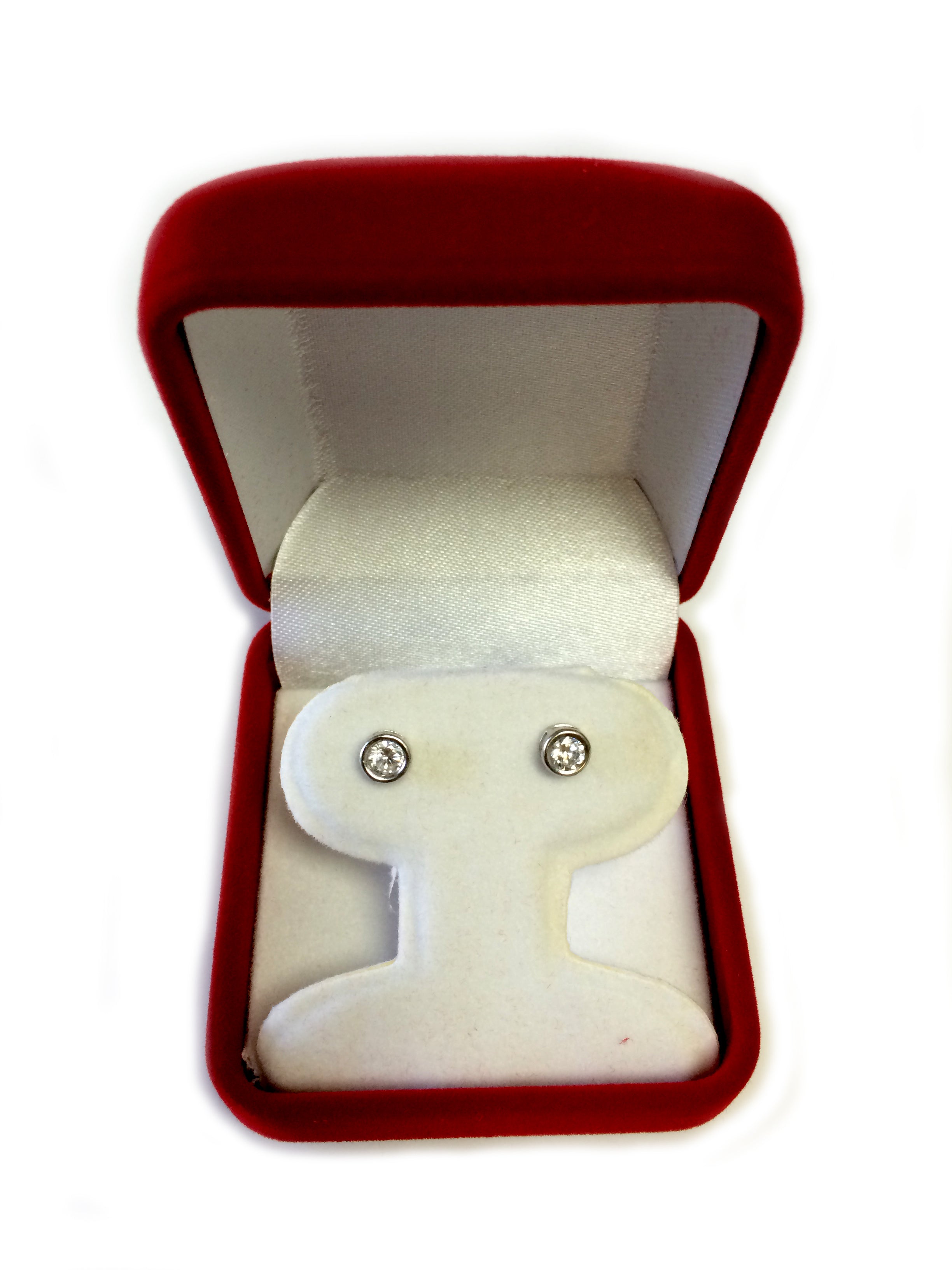 Argento sterling con finitura rodiata Set di castoni rotondi Orecchini a bottone con zirconi cubici, gioielli di design per uomini e donne