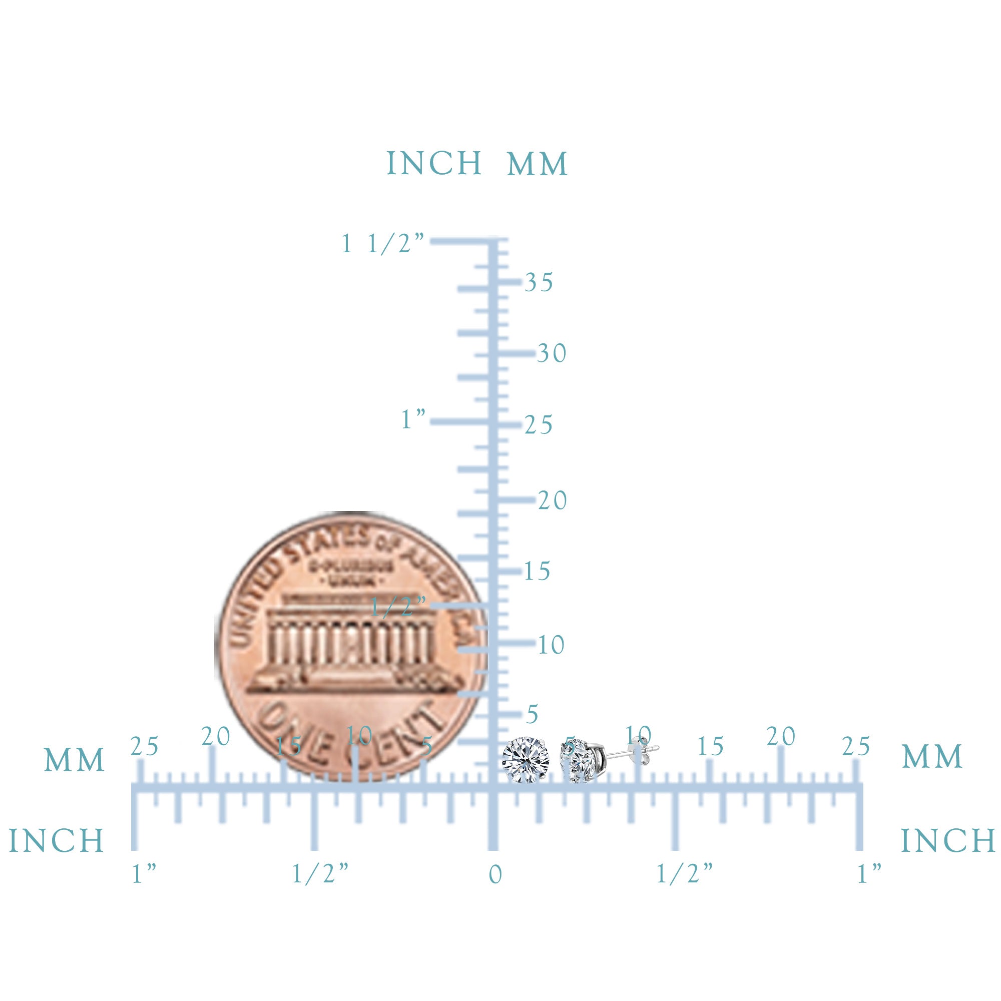 Sterling Sølv Rhodium Finish Runde Cubic Zirconia Stud Øreringe fine designer smykker til mænd og kvinder