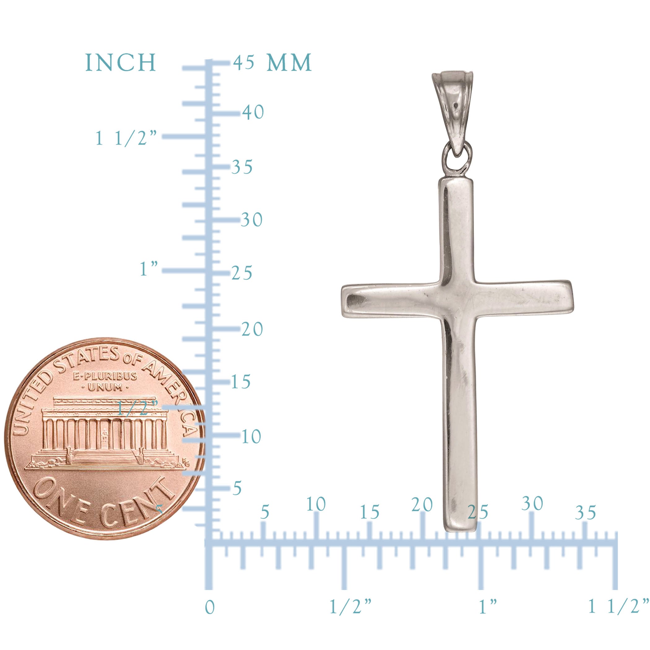 Sterling Silver Cross Pendant, 17 x 36 mm