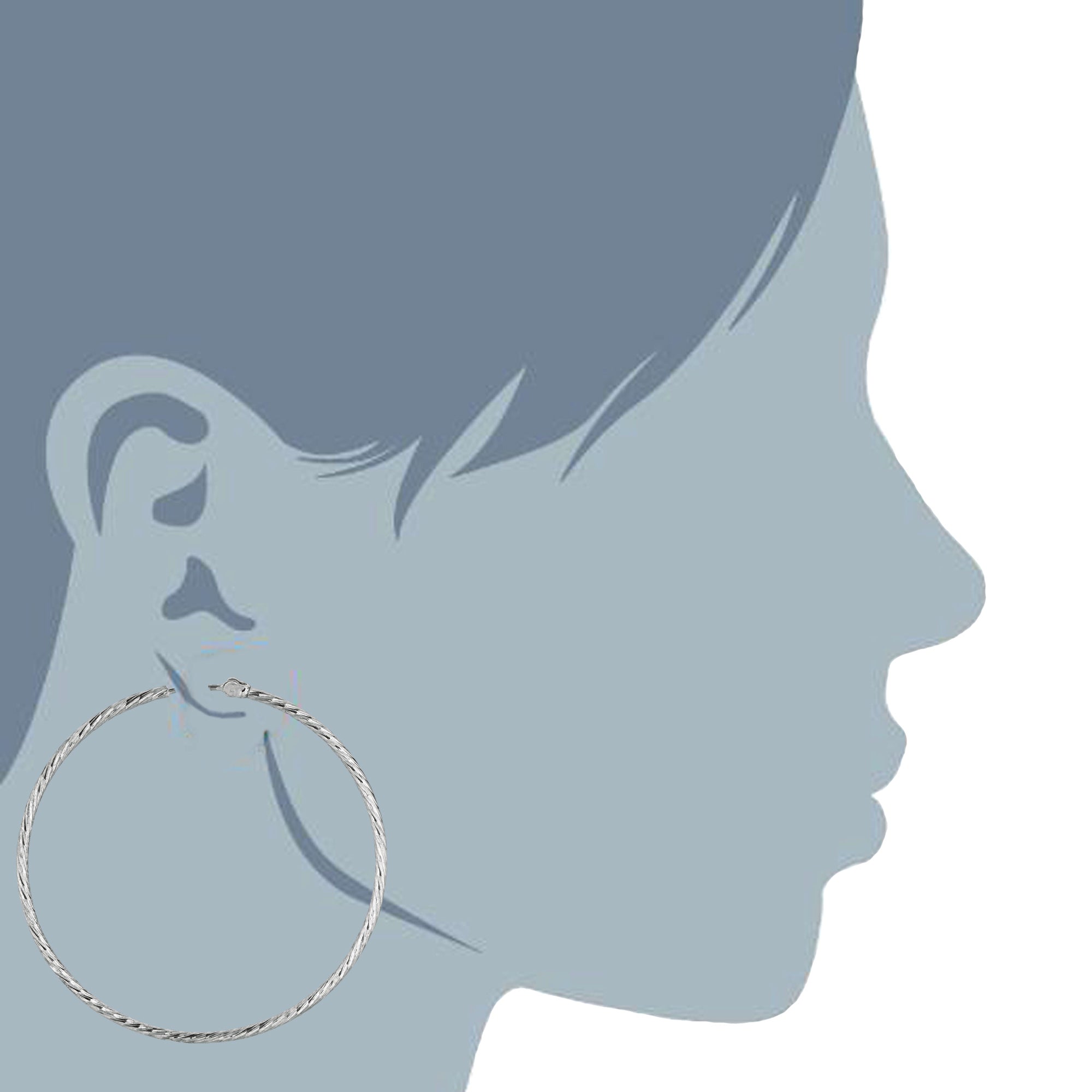 Sterling Silver Rhodium Plated Round Hoop Earrings fine designer jewelry for men and women