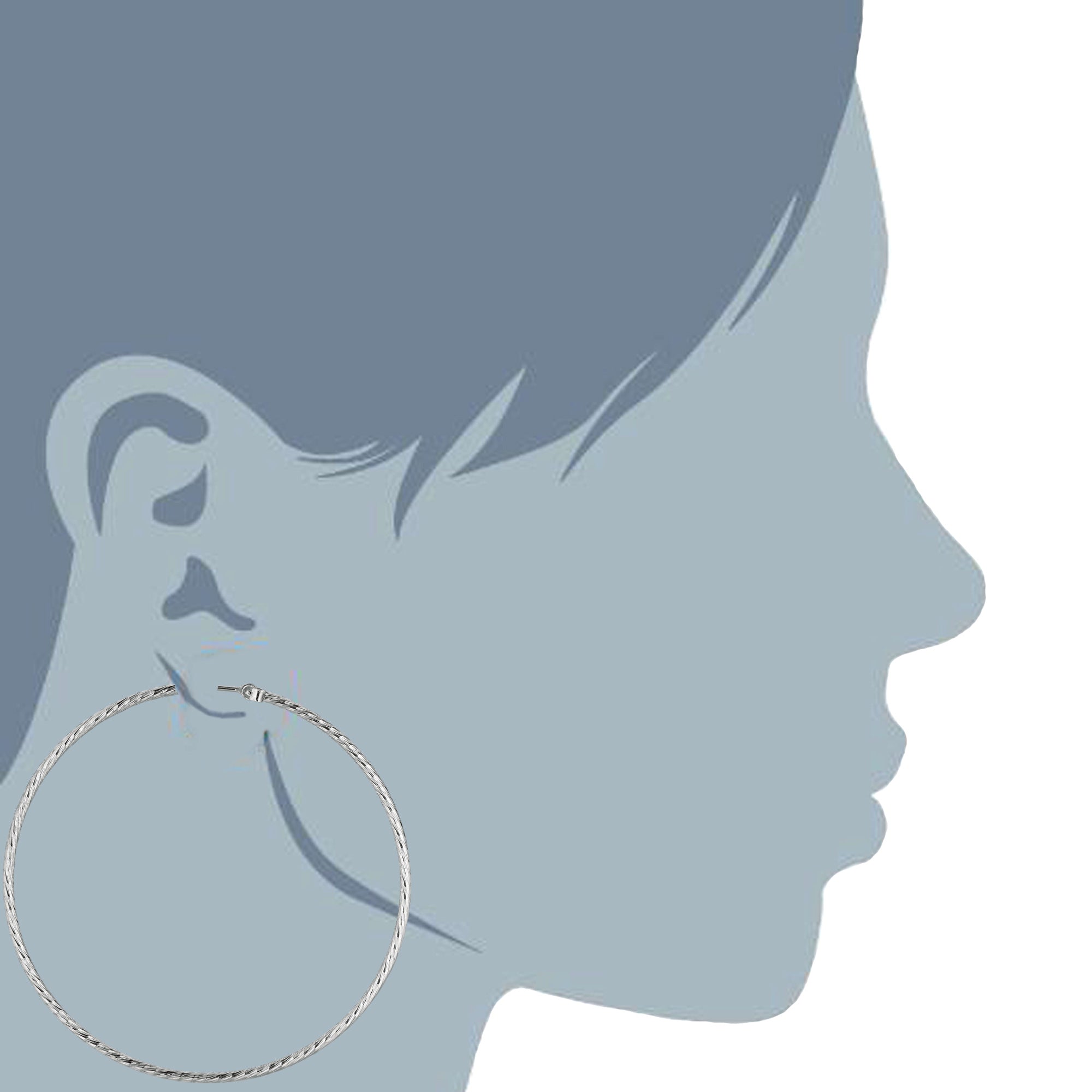 Sterling Silver Rhodium Plated Round Hoop Earrings fine designer jewelry for men and women
