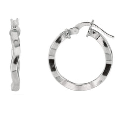Orecchini a cerchio rotondi ondulati in argento sterling con placcatura in rodio, gioielli di design per uomini e donne