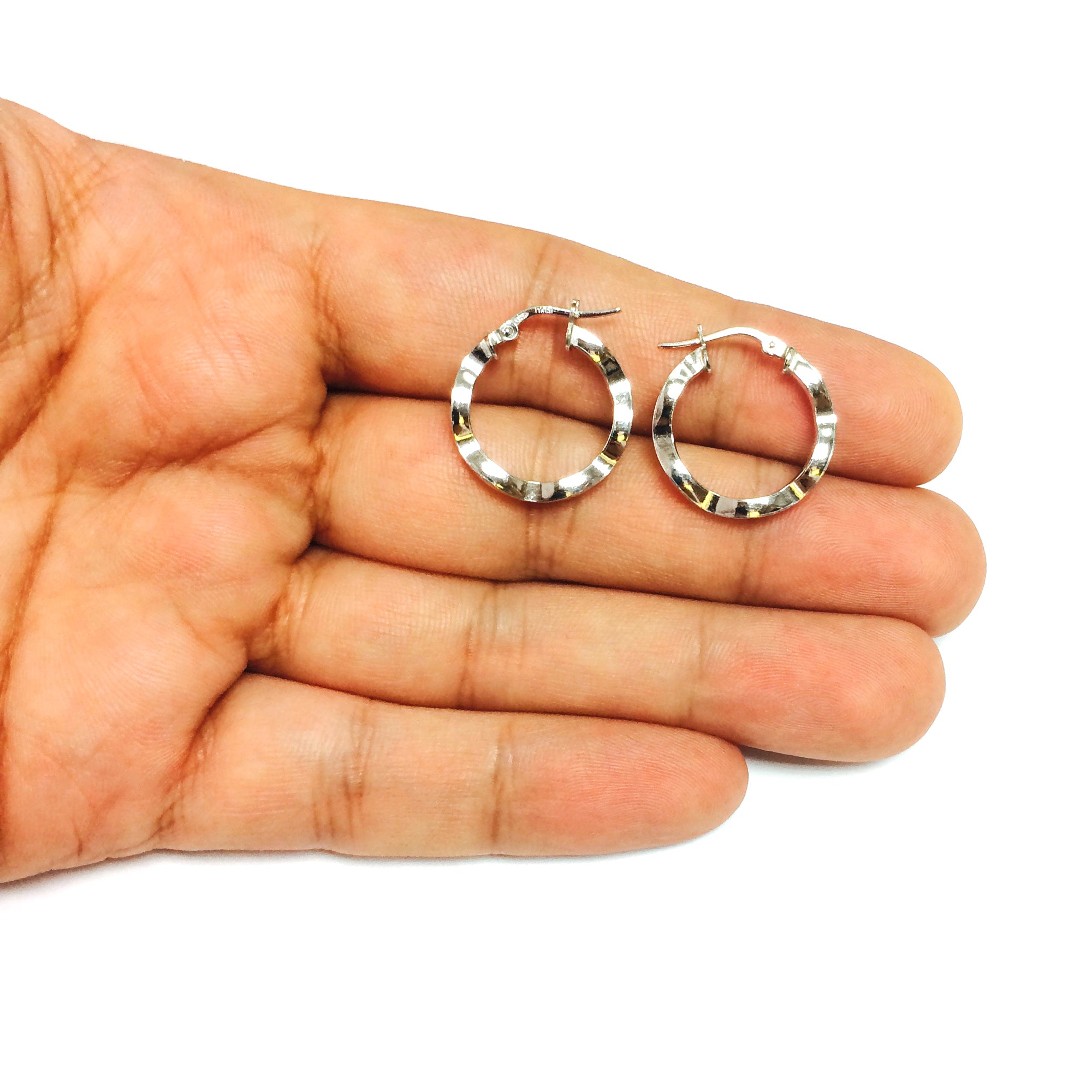 Orecchini a cerchio rotondi ondulati in argento sterling con placcatura in rodio, gioielli di design per uomini e donne