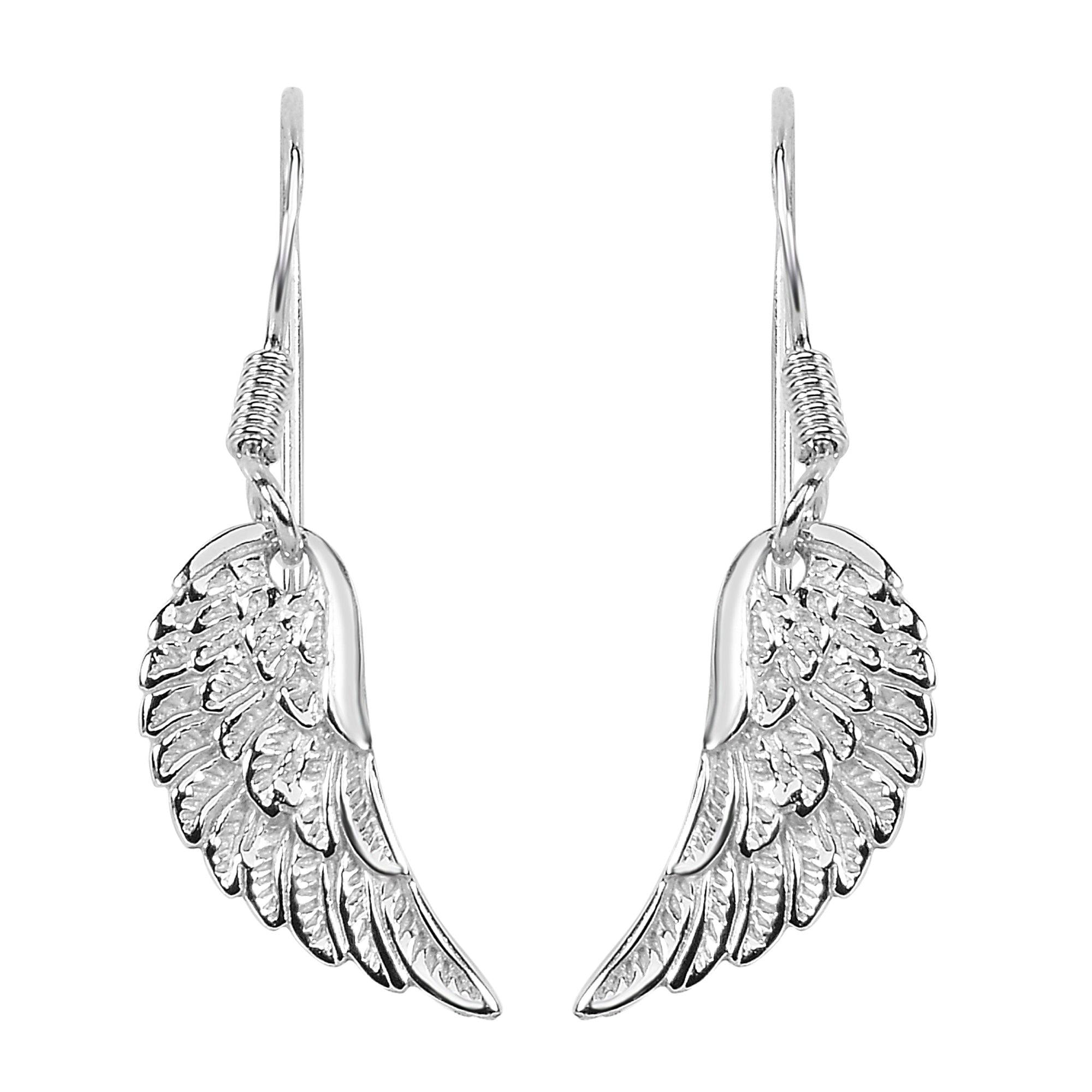 Sterling sølv Angel Wing Dangle øredobber fine designersmykker for menn og kvinner