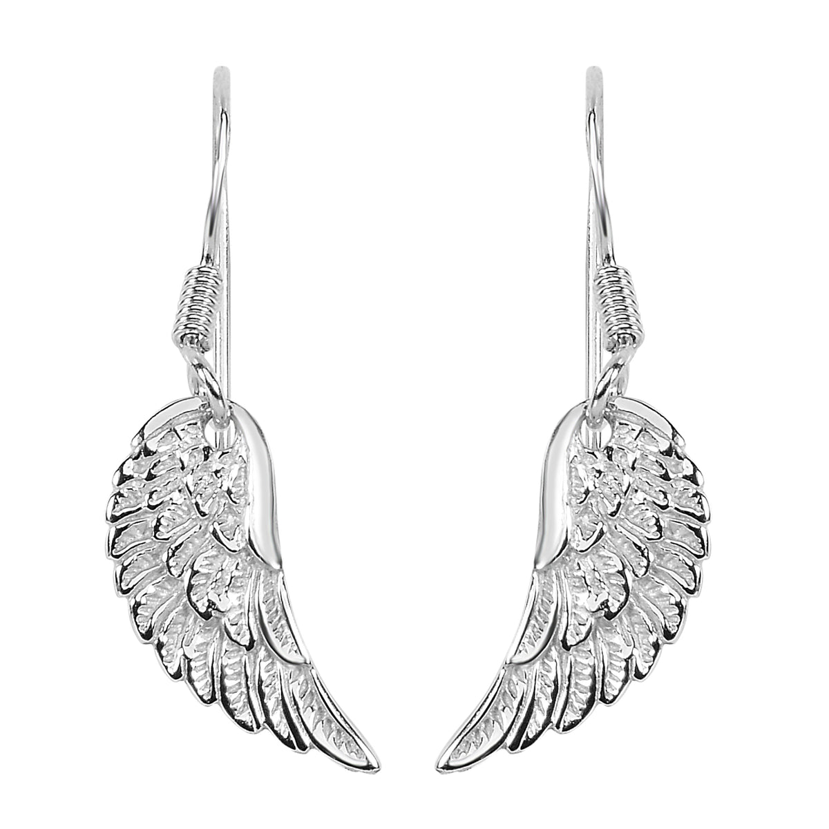 Sterling Silver Angel Wing Dangle Örhängen fina designersmycken för män och kvinnor