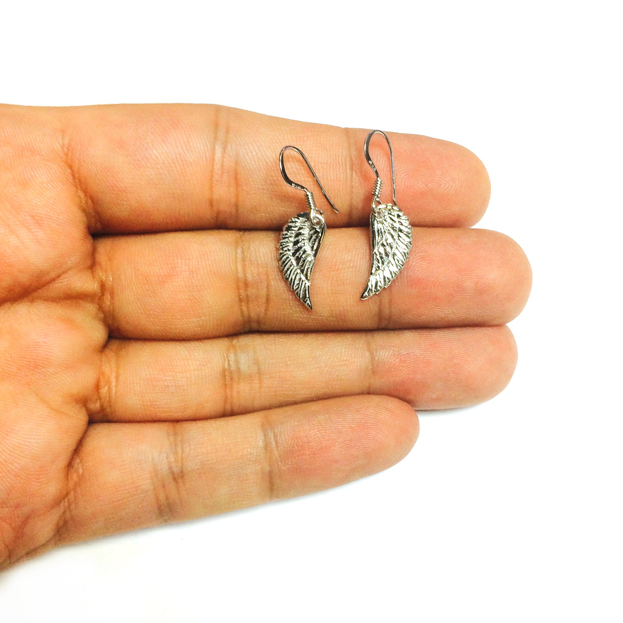 Sterling Silver Angel Wing Dangle Earrings fine designer jewelry for men and women