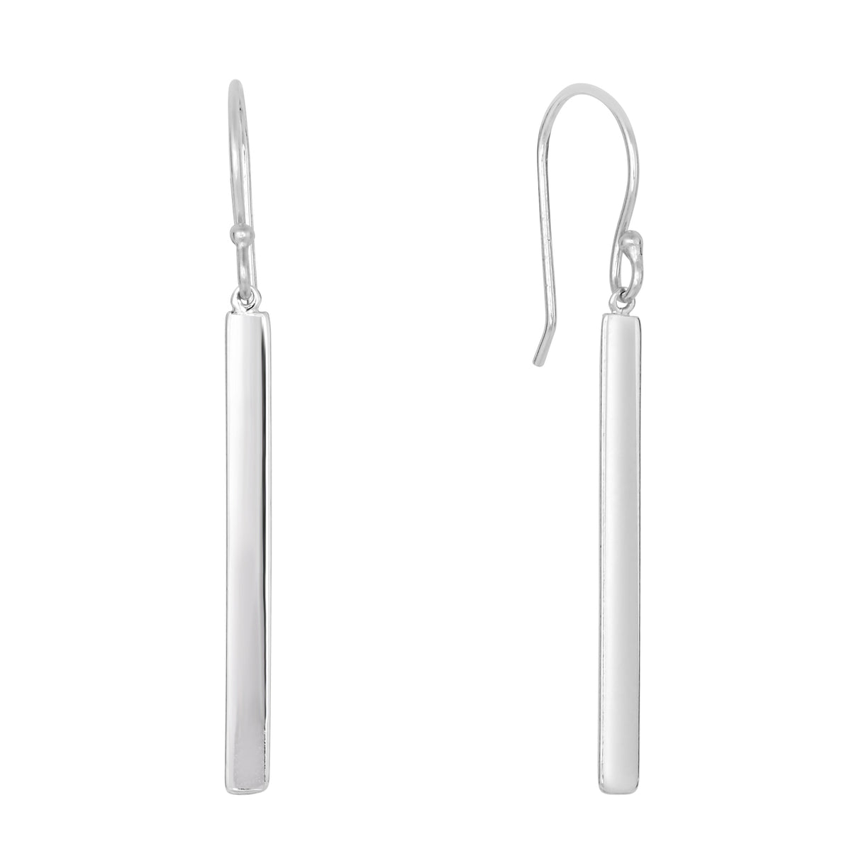 Sterling Silver Bar Style Drop Earrings With Euro Wire Clasp fine designer jewelry for men and women