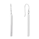 Sterling Silver Bar Style Drop Earrings With Euro Wire Clasp