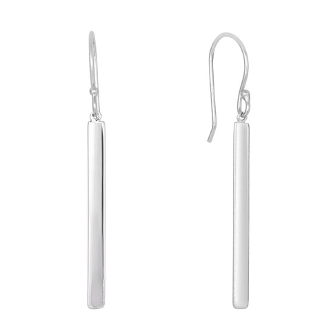 Sterling Silver Bar Style Drop Earrings With Euro Wire Clasp