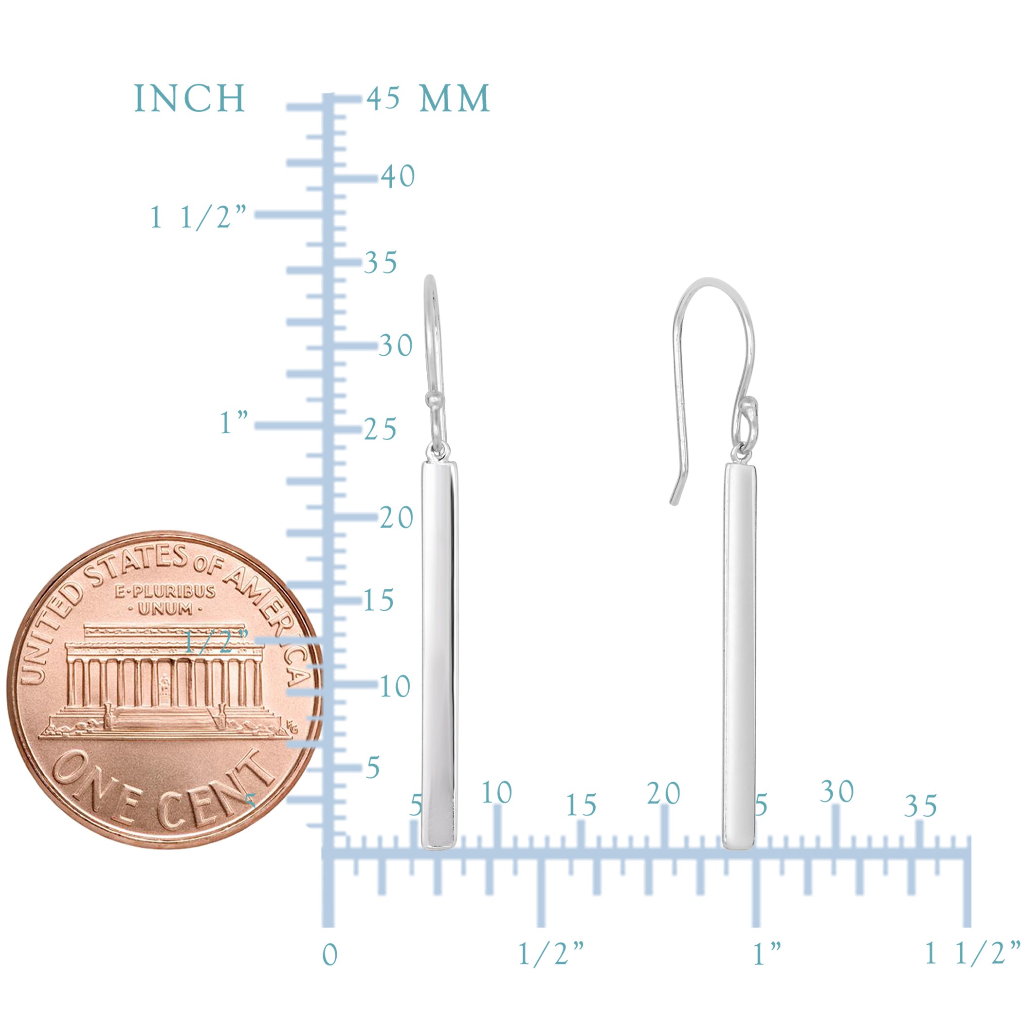Sterling Silver Bar Style Drop Earrings With Euro Wire Clasp fine designer jewelry for men and women