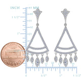 Sterling Silver And Cubic Zirconia Triangle Shaped Chandelier Earrings