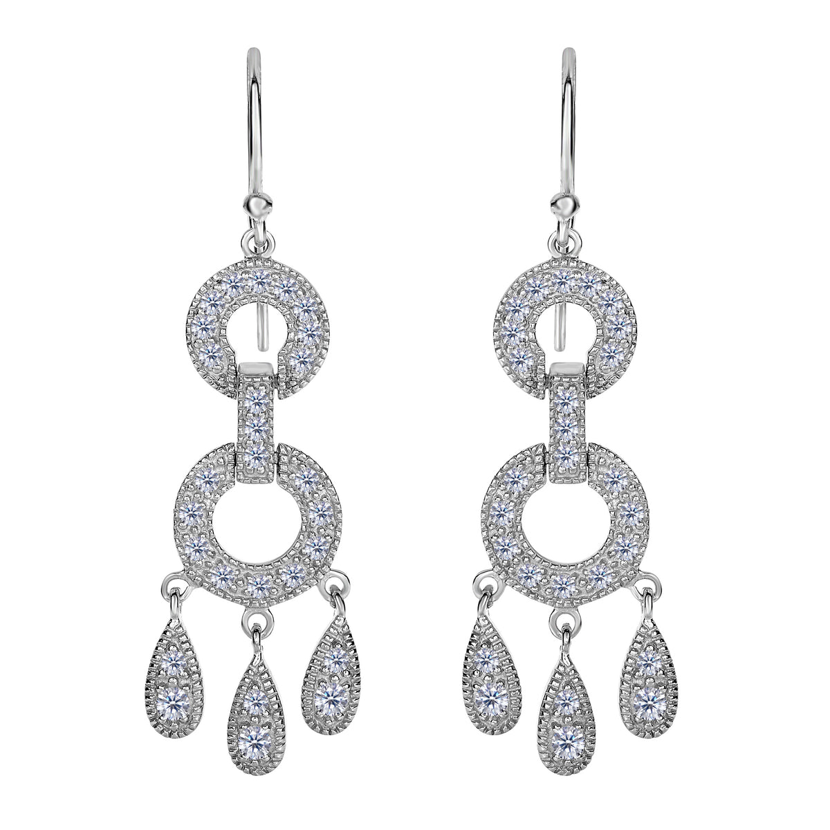 Sterling Silver And Cubic Zirconia Chandelier Drop Earrings fine designer jewelry for men and women