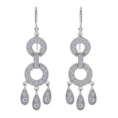 Sterling Silver And Cubic Zirconia Chandelier Drop Earrings fine designer jewelry for men and women