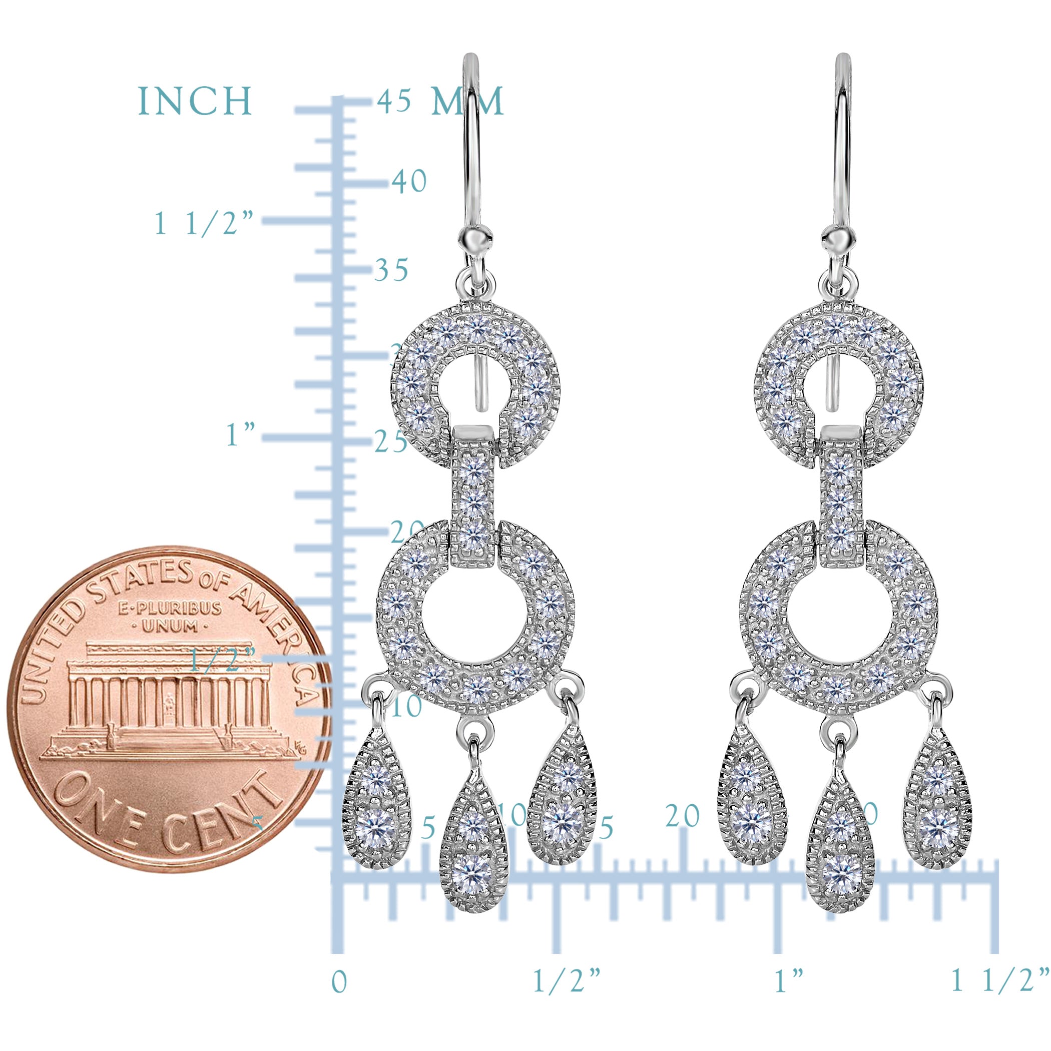Sterling Silver And Cubic Zirconia Chandelier Drop Earrings fine designer jewelry for men and women