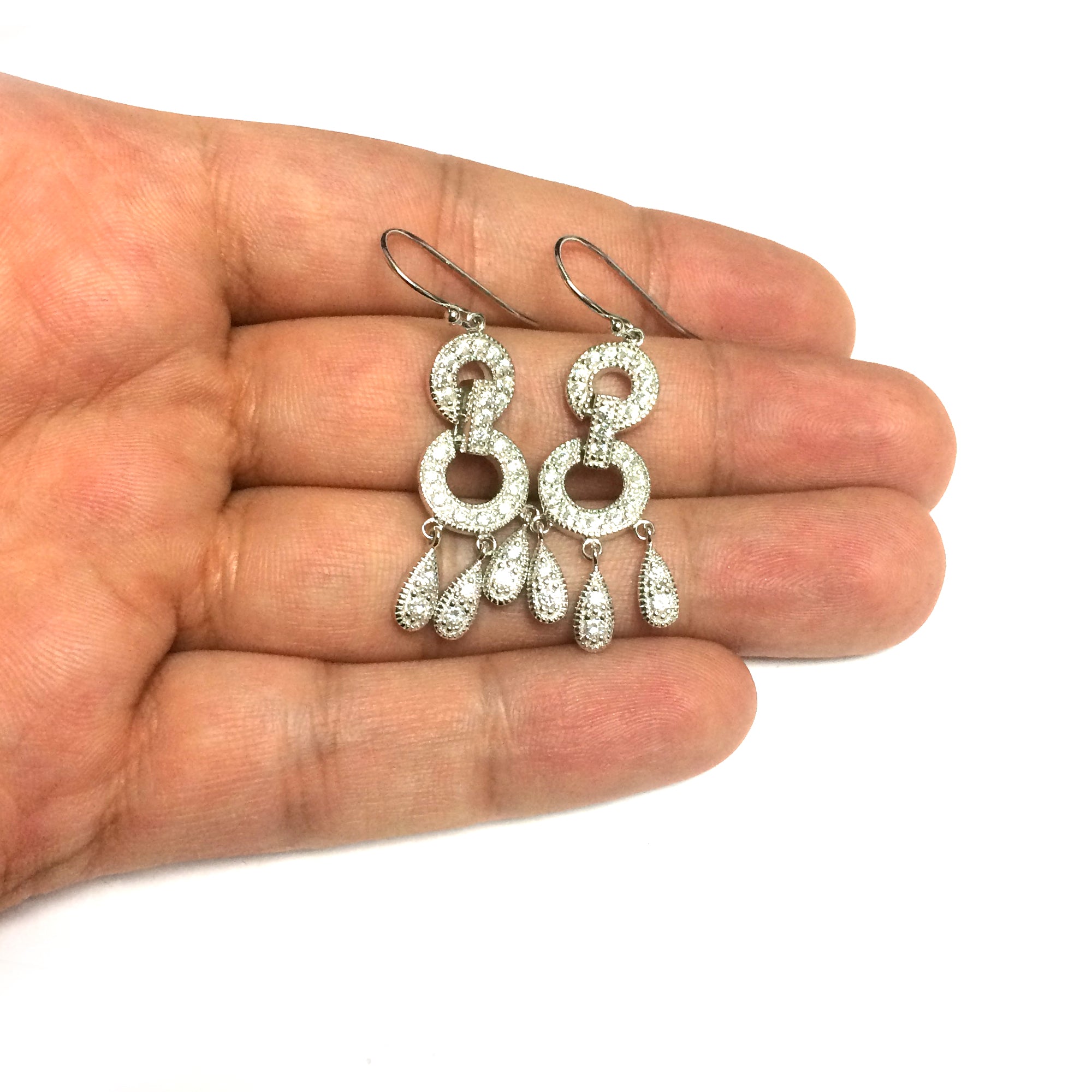 Sterling Silver And Cubic Zirconia Chandelier Drop Earrings fine designer jewelry for men and women